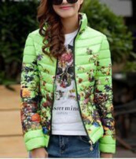 Online discount shop Australia - Jacket Slim Down Cotton Parkas Womens Flower Coats Plus Size Zippers Outerwear Woman Clothing LJ2761