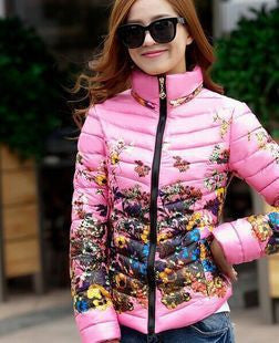 Online discount shop Australia - Jacket Slim Down Cotton Parkas Womens Flower Coats Plus Size Zippers Outerwear Woman Clothing LJ2761