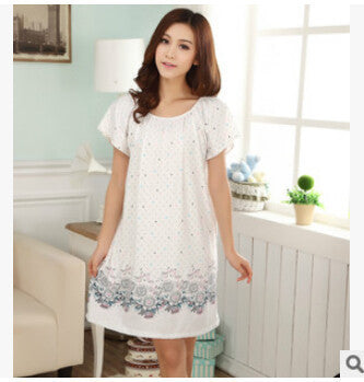 Online discount shop Australia - Loose large size nightgowns for women long cartoon girls nightwear nightdress cotton and silk sleepshirt dress Q623