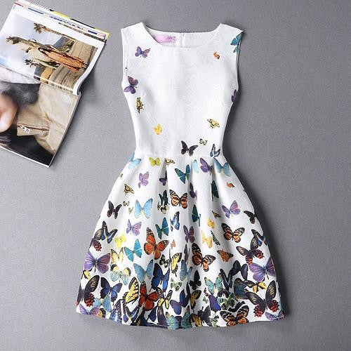 Women Print Floral Vest Dress Sleeveless A Line Party Fashion Dresses Vestido De Festa