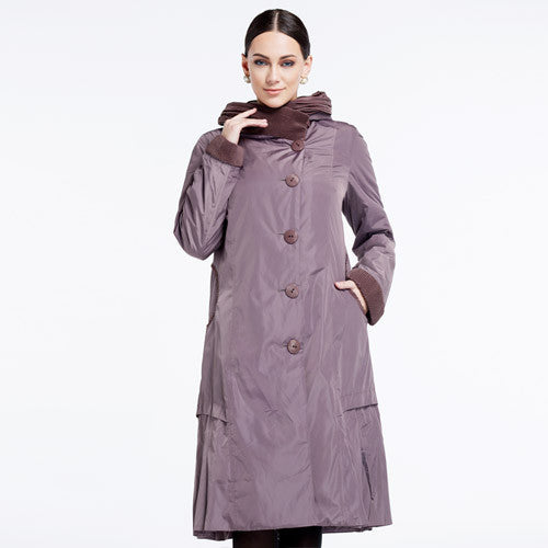 Online discount shop Australia - Frisky Women's Coat High Quality  Trench Slim Hooded Falbala Lapel Button Big Size AY-9076