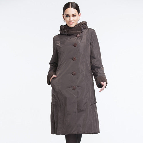 Online discount shop Australia - Frisky Women's Coat High Quality  Trench Slim Hooded Falbala Lapel Button Big Size AY-9076