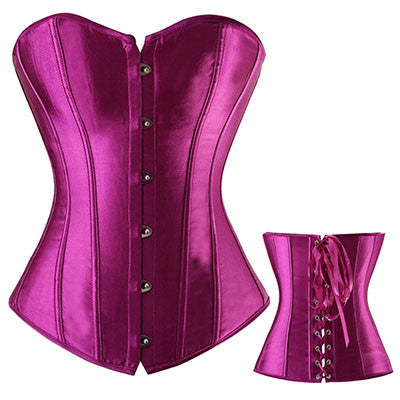 Lovely Pure Women Satin Bustier Lace up Boned Top Corset Overbust