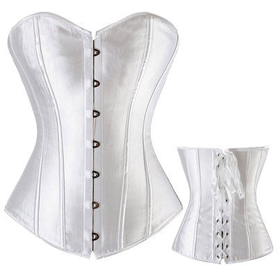 Lovely Pure Women Satin Bustier Lace up Boned Top Corset Overbust