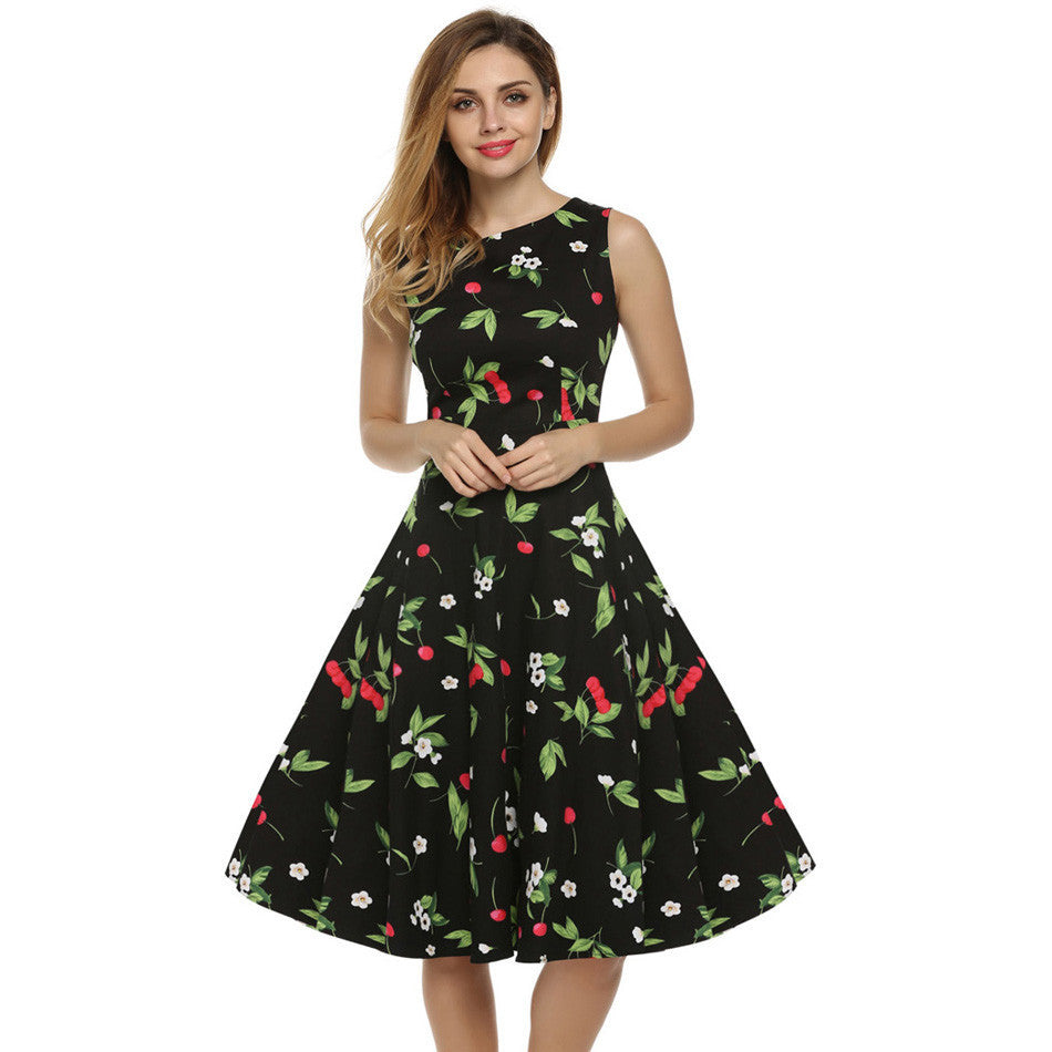 Online discount shop Australia - ACEVOG Brand S - 4XL Women Dress Retro Vintage 1950s 60s Rockabilly Floral Swing Summer Dresses Elegant Bow-knot Tunic Vestidos