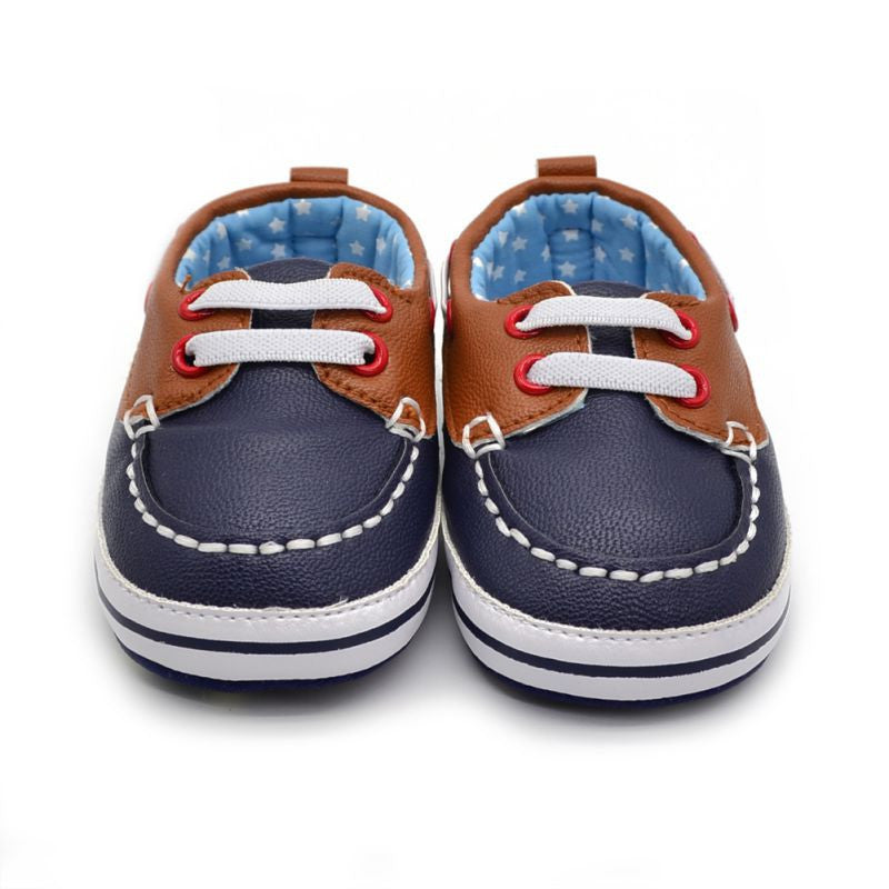 Online discount shop Australia - Fashion Boys Baby PU Leather Laces Up Crib Shoe Anti-Slip Prewalkers 0-18 Month LH7s