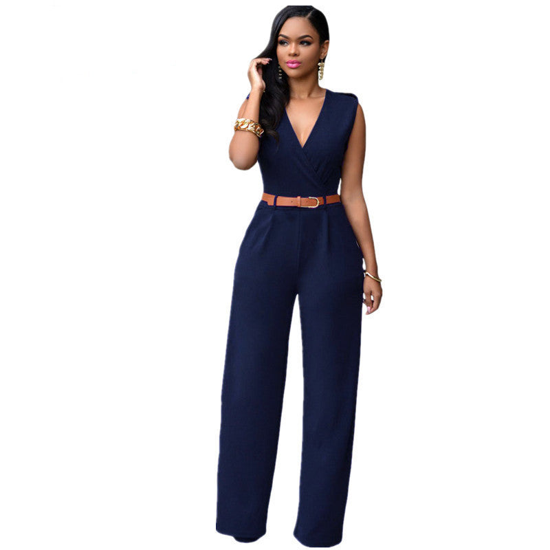 Online discount shop Australia - Jumpsuit Long Pants Overalls Dear Lover Women's Fashion Red V Neck Belt Embellished Elegant Playsuit Lady Work Wear LC64003