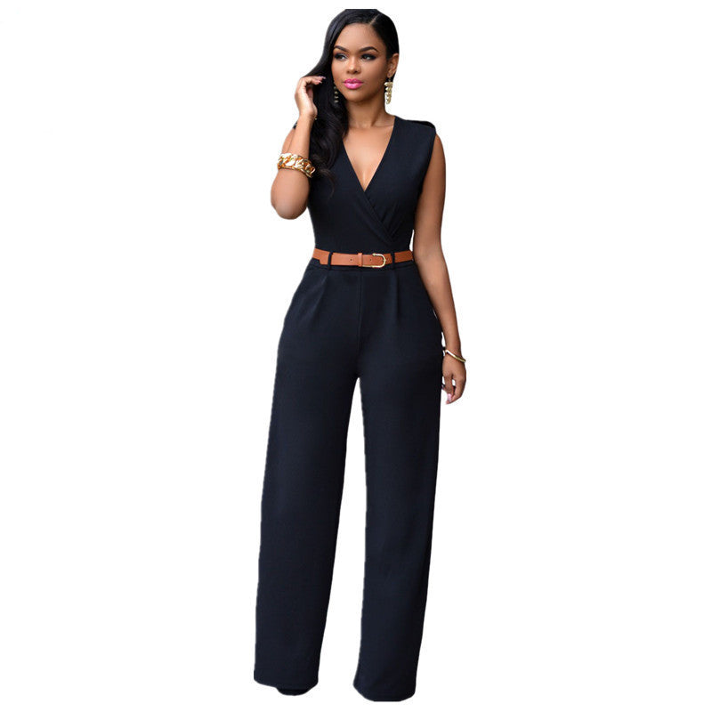 Online discount shop Australia - Jumpsuit Long Pants Overalls Dear Lover Women's Fashion Red V Neck Belt Embellished Elegant Playsuit Lady Work Wear LC64003