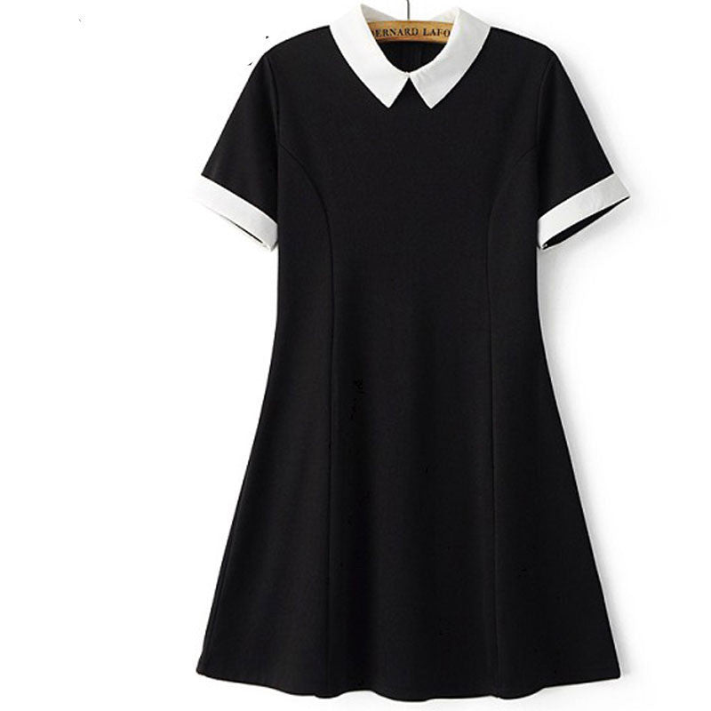 Black Dress White Collar Summer Cute Peter Pan Collar School Preppy St Black Dress White Collar Summer Cute Peter Pan Collar School Preppy St