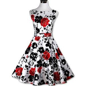 Women's Vintage 50s 60s Floral Rockabilly Tutu Pinup Sleeveless Bodycon Evening Party Clubwear Formal Dress