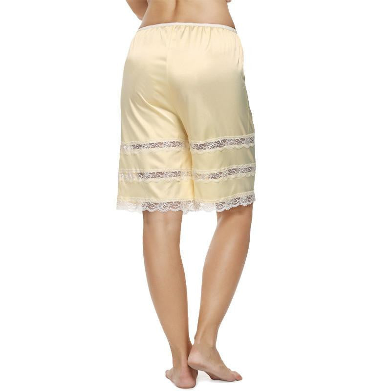 Women Pants Fashion Satin Fabric Laciness Pettipants Plus Size Trousers Lace Sleepwear Pant Home wear