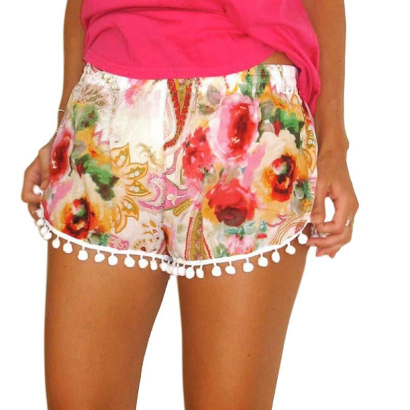 Women High Waist Floral Short Girl Casual Shorts Print Short Summer Beach