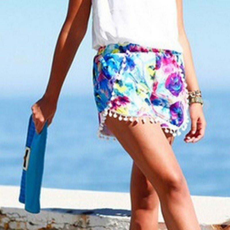 Women High Waist Floral Short Girl Casual Shorts Print Short Summer Beach