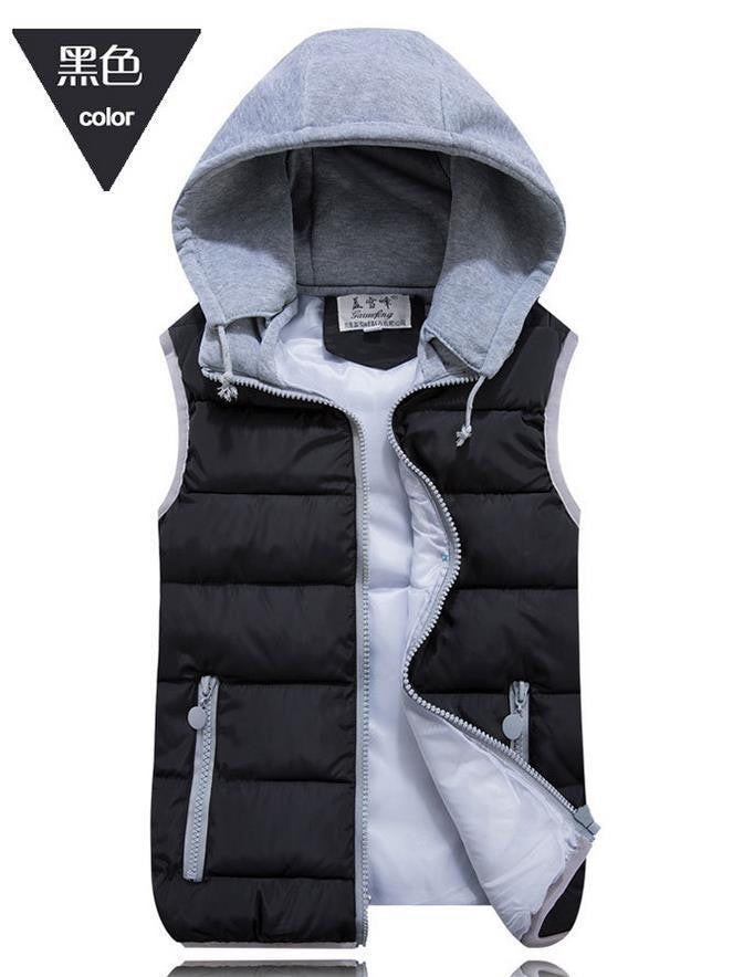 Women's detachable hood vest Slim hooded cotton vest fashion glossy female models down vest waistcoat vest