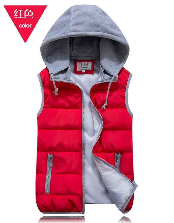 Women's detachable hood vest Slim hooded cotton vest fashion glossy female models down vest waistcoat vest