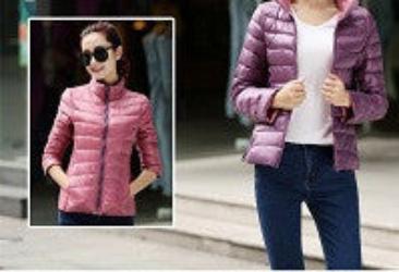 Stand Collar Slim Short White Duck Women Ultra Light Down Jacket Casual Coat