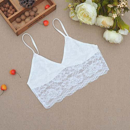 Women Vintage Crop Top Hollow Out Lace Bustier Crop Tops Bra Top