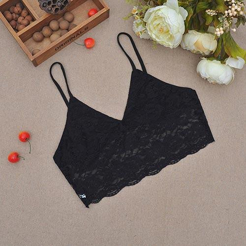 Women Vintage Crop Top Hollow Out Lace Bustier Crop Tops Bra Top