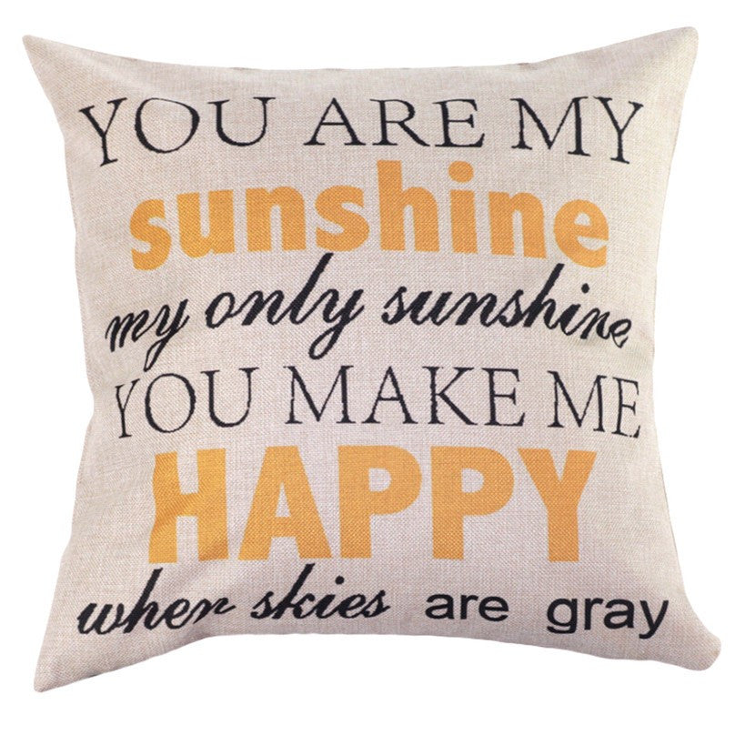 Online discount shop Australia - Low Price "You are my Sunshine "Cotton Linen Leaning Cushion Throw Pillow Covers Pillowslip Case Good Design 45*45 cm