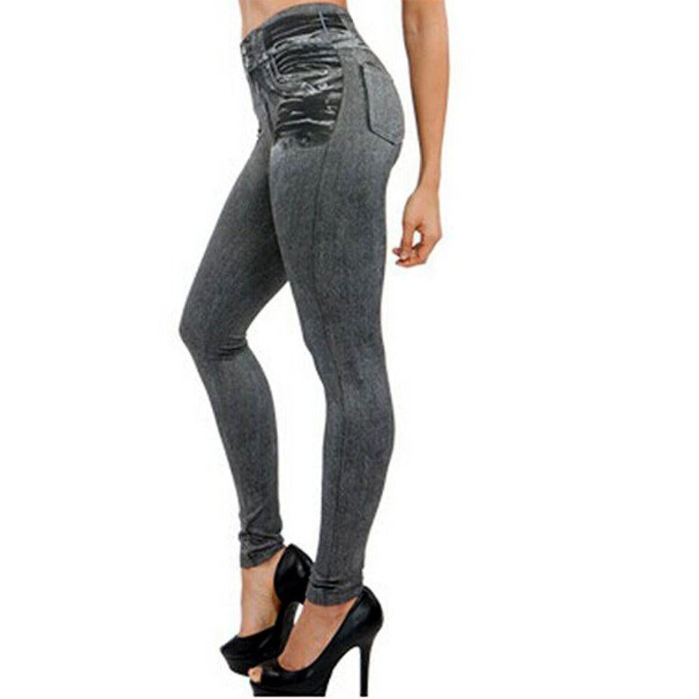 Skinny Slim Thin High Elastic Waist Washed Jeans leggings Pencil Pants Denim Leggings For Women