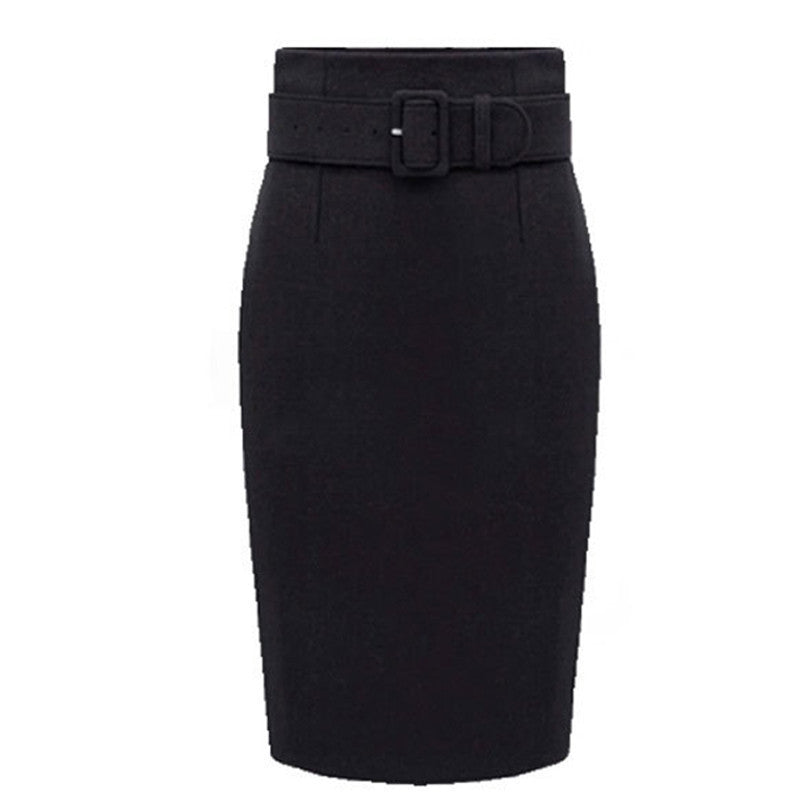Online discount shop Australia - Fashion Knee Length Skirt Ladies Front Sashes Pencil Skirts Female