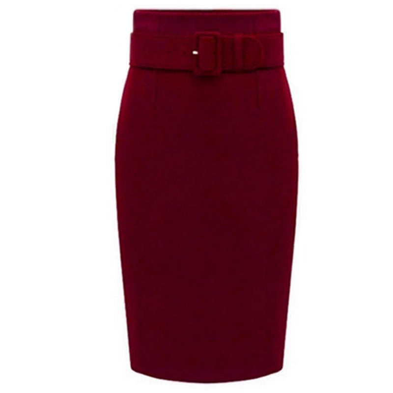 Online discount shop Australia - Fashion Knee Length Skirt Ladies Front Sashes Pencil Skirts Female