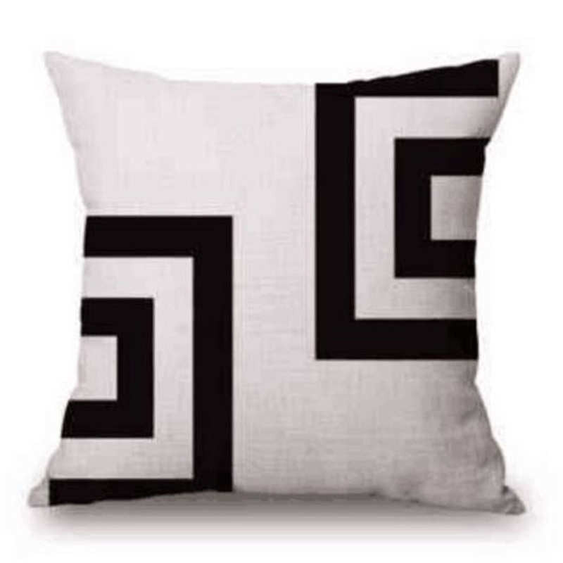 Online discount shop Australia - Case Black and White Pattern Pillowcase Cotton Linen Printed 18x18 Inches Geometry