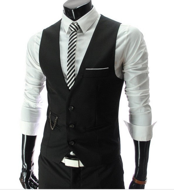 Online discount shop Australia - Men's Slim Fit Dress Suit Vest Waistcoats, Men Gilet Colete Fashion
