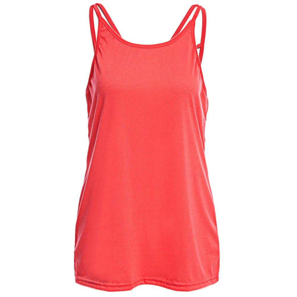 Women Tank Top Ladies Camisole Sleeveless Strap Vest Backless Tops Solid Criss Cross Loose Crop Top