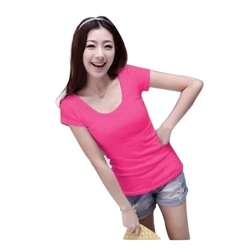 Women T Shirts Short Shirts Solid O-Neck Casual Shirt Tops Plus Size