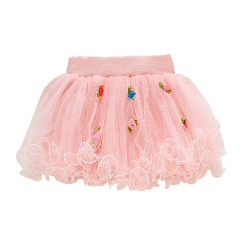 Kids Girls Tutu Skirt Flower Party Ball Gown Princess Lace Children Mini Skirt 1-4Y X16