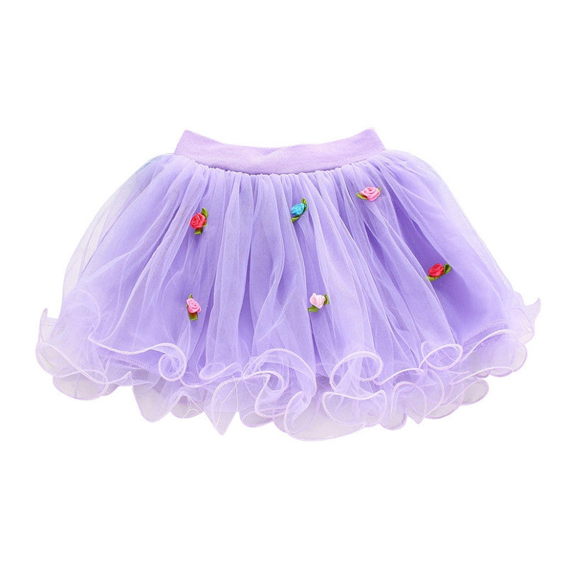 Kids Girls Tutu Skirt Flower Party Ball Gown Princess Lace Children Mini Skirt 1-4Y X16