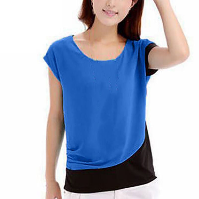 Women Ladies Casual Chiffon Blouses Short Sleeve Shirt Tops M L XL S3