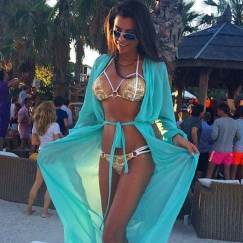 Women Loose Chiffon Cardigan Blouse Shirt Bathing Suit Swimsuit Bikini Cover Up Swimwear Beach Dress