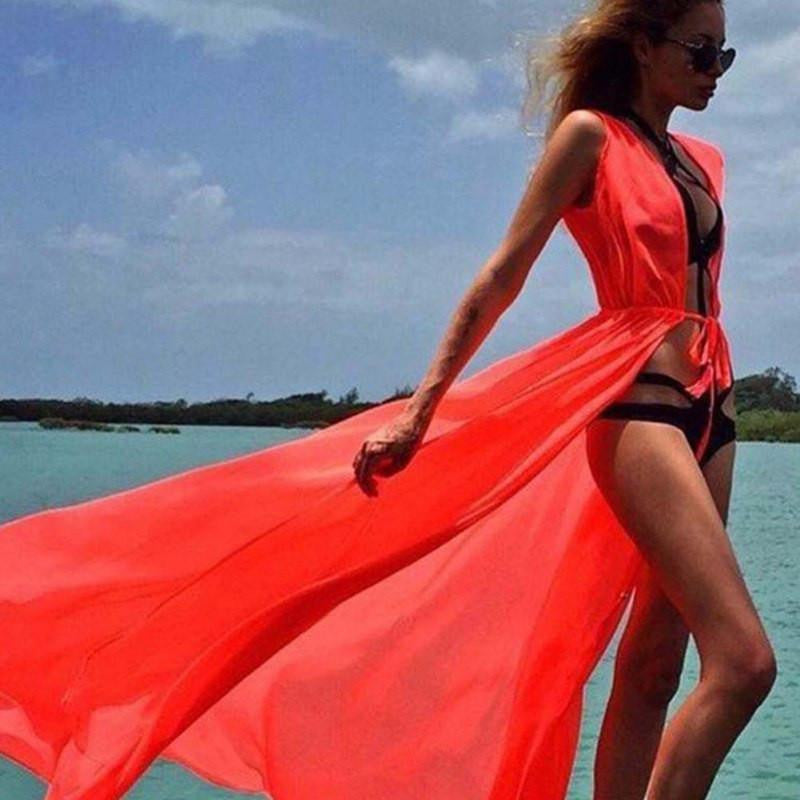 Women Loose Chiffon Cardigan Blouse Shirt Bathing Suit Swimsuit Bikini Cover Up Swimwear Beach Dress