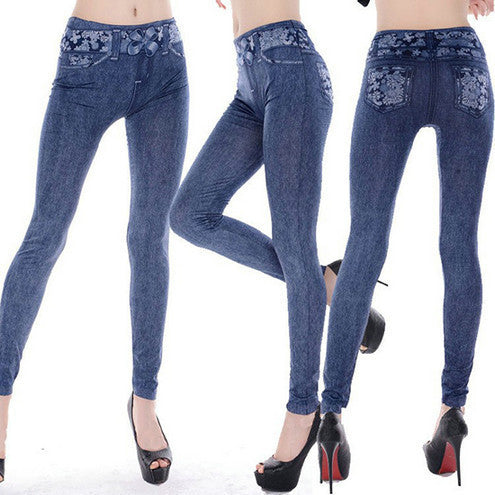 Fashion Printed Denim Leggings Punk Seamless Skinny Jeans Fitness Women Youth Slim Casual Pants