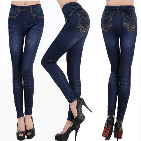 Fashion Printed Denim Leggings Punk Seamless Skinny Jeans Fitness Women Youth Slim Casual Pants