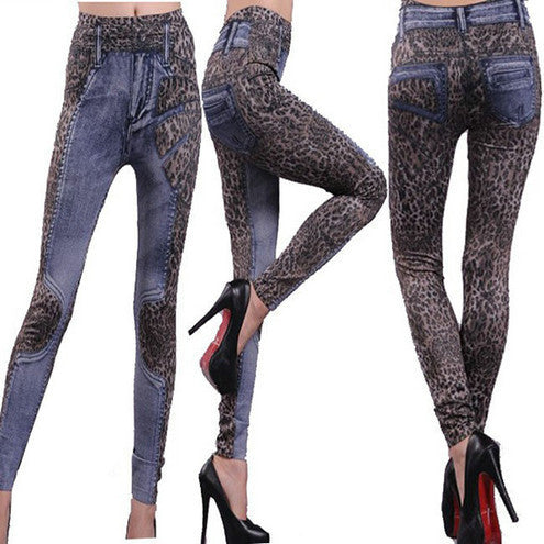 Fashion Printed Denim Leggings Punk Seamless Skinny Jeans Fitness Women Youth Slim Casual Pants