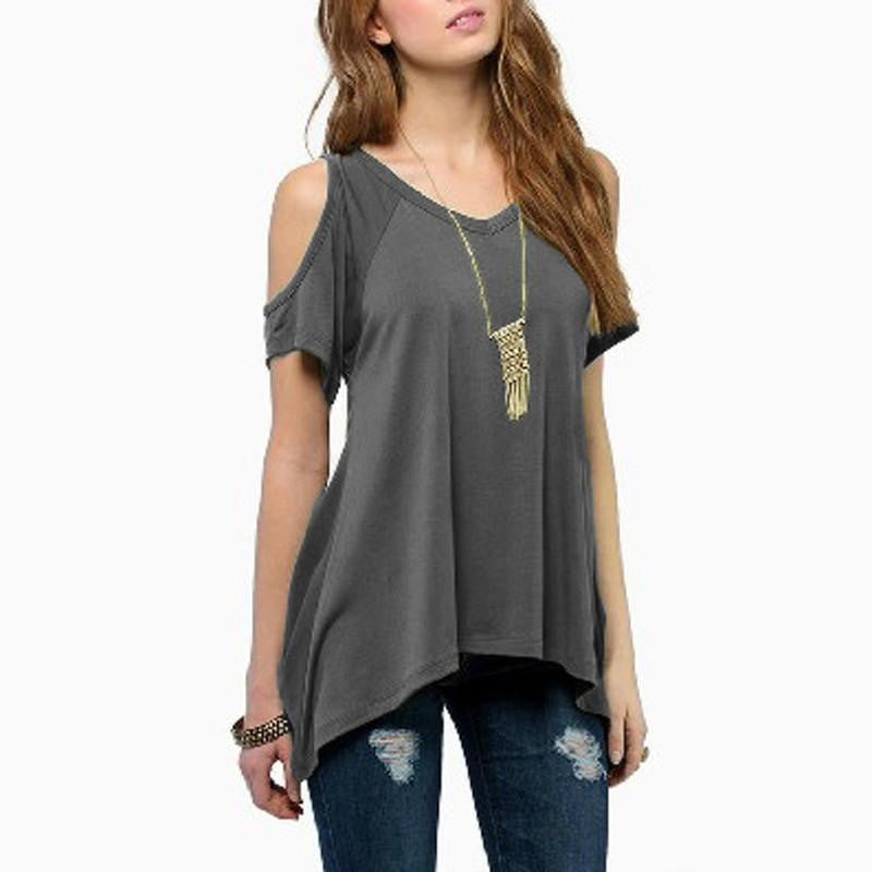 Women Off Shoulder Round Neck Short Sleeve Blouses Casual Loose Tops Off Shoulder Shirts Plus Size