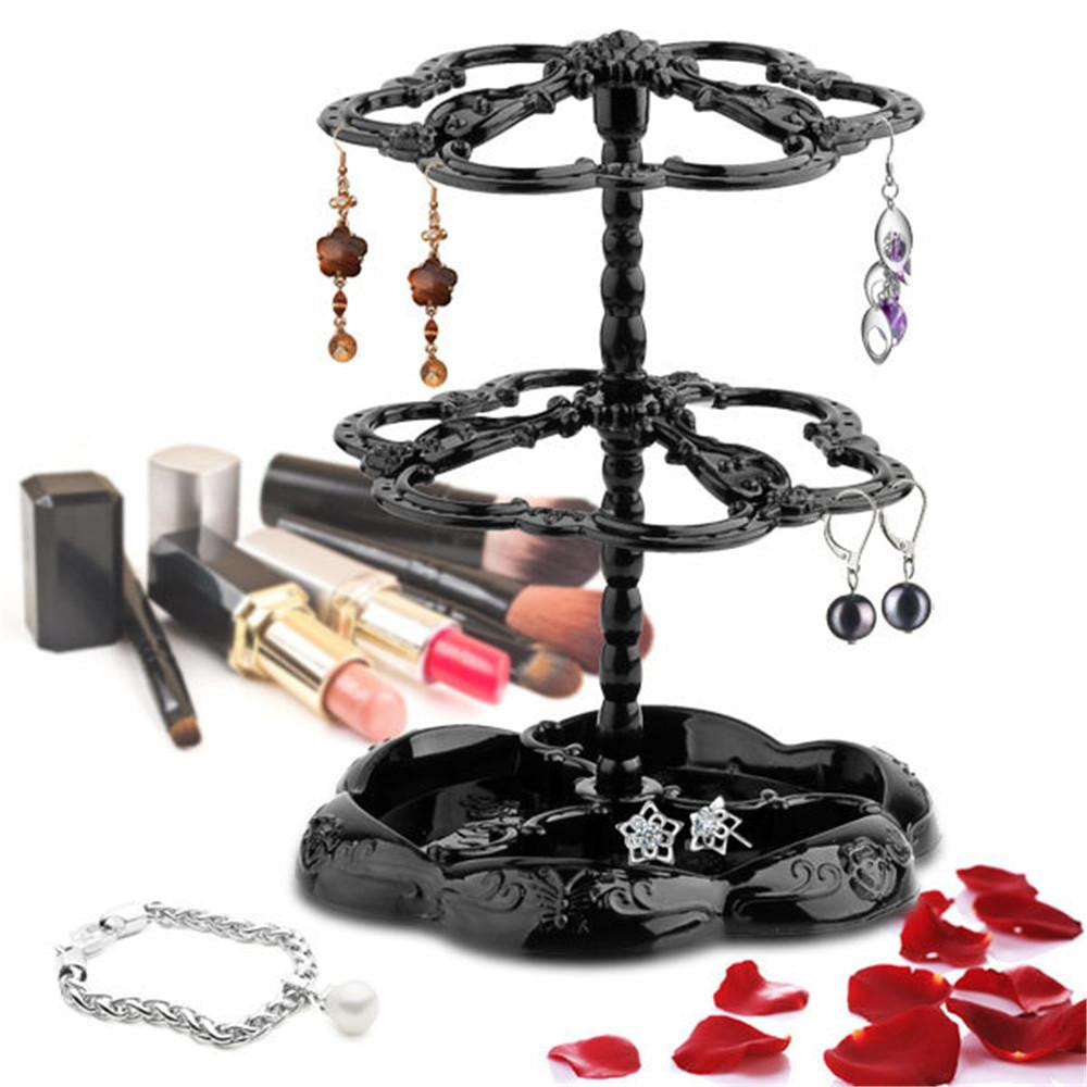 Three-tier Rotatable Fashion jewelry display stand earring holder rack Hanger Stand Organi zeraccessories rotating stand