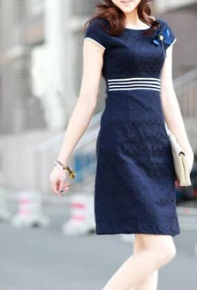 women dress professional slim hip casual dress elegant short-sleeve step one-piece dress