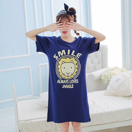 Online discount shop Australia - Cartoon Cotton women nightgowns Sleepwear Short Sleeve Sleepshirt Sleepdress Plus Size