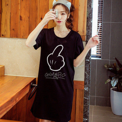 Online discount shop Australia - Cartoon Cotton women nightgowns Sleepwear Short Sleeve Sleepshirt Sleepdress Plus Size