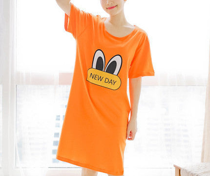 Online discount shop Australia - Cartoon Cotton women nightgowns Sleepwear Short Sleeve Sleepshirt Sleepdress Plus Size