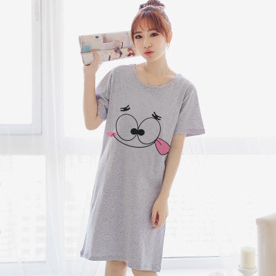 Online discount shop Australia - Cartoon Cotton women nightgowns Sleepwear Short Sleeve Sleepshirt Sleepdress Plus Size