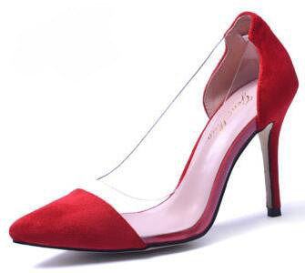 Women High Heel Shoes Red Vintage Style Woman Shoes High Heels Black Clear Wedding Shoes Stiletto Pumps