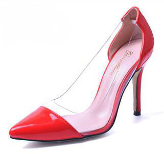 Women High Heel Shoes Red Vintage Style Woman Shoes High Heels Black Clear Wedding Shoes Stiletto Pumps