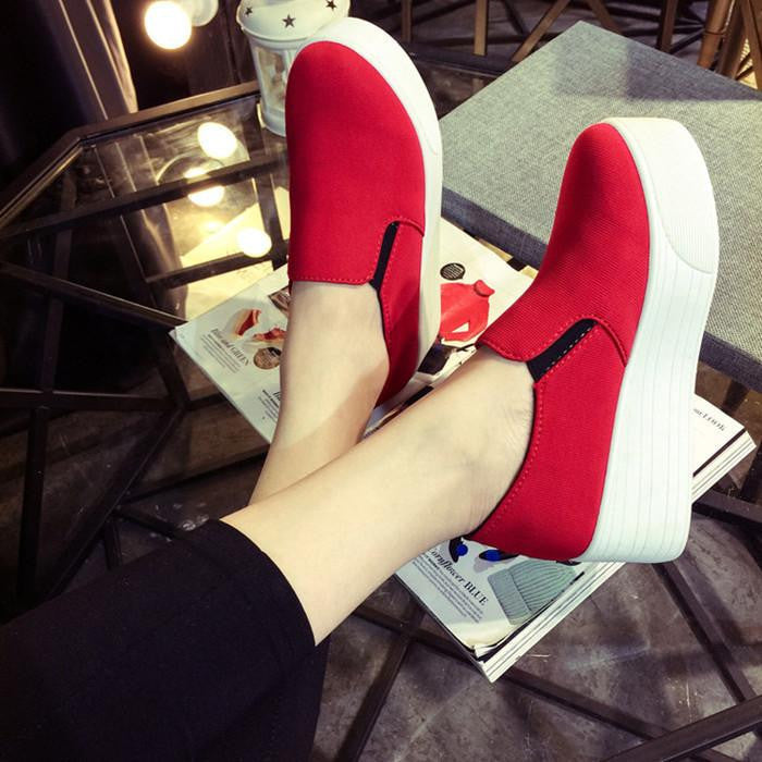 Style women platform shoes woman flats loafers canvas espadrilles slip on Ladies Creepers thick sole ev