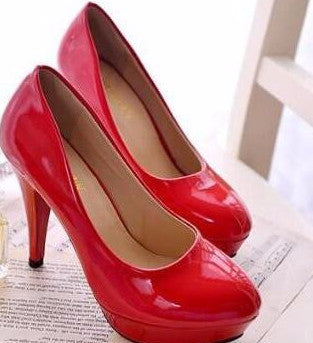 Online discount shop Australia - Black stiletto heel four pure color waterproof big yards career woman single job interview leather shoes