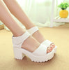 Pep-toe Woman Sandals,Platform Thick Heel Women Shoes Hook & Loop All Match Shoes For Ladies 835